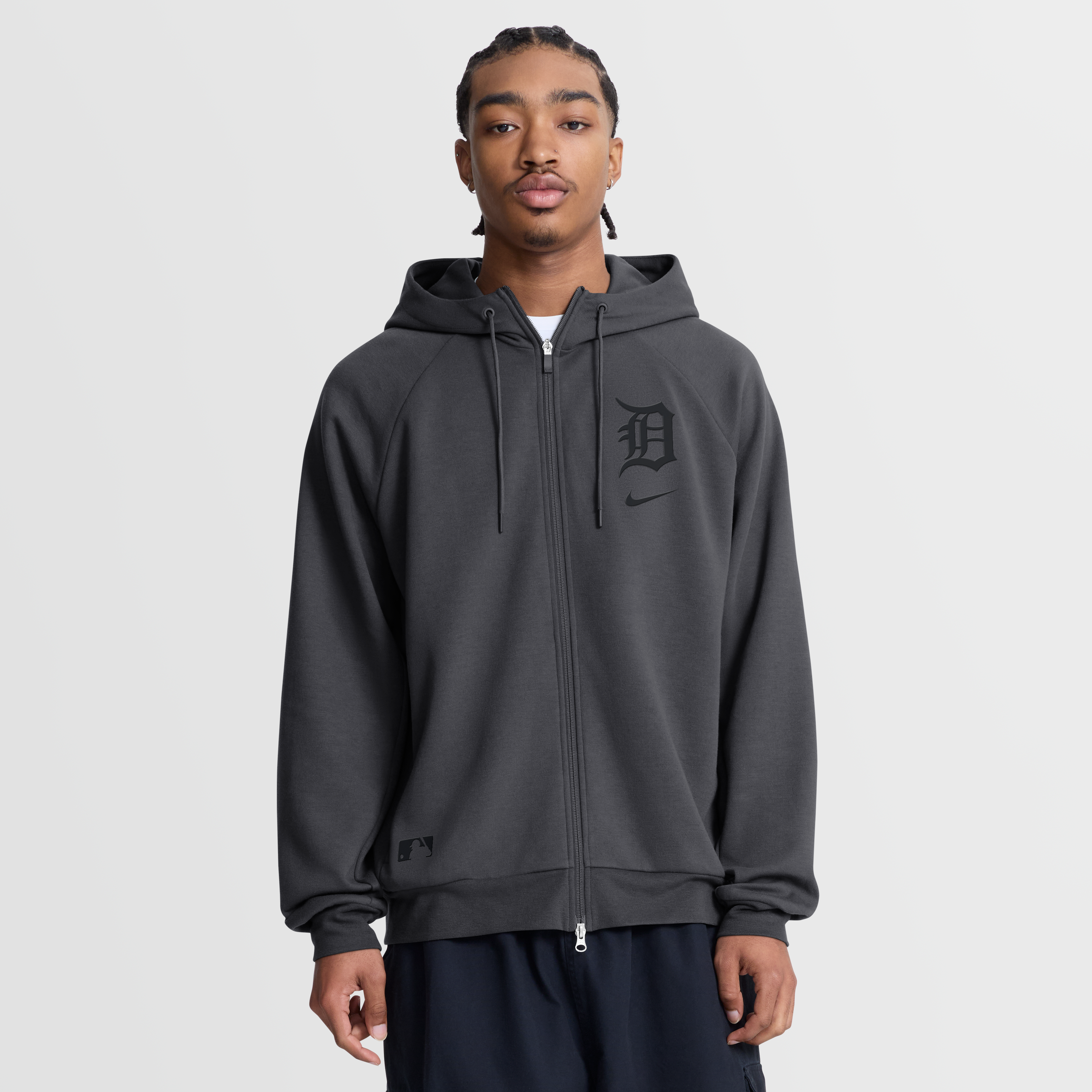 Men's Nike Anthracite Detroit Tigers Authentic Collection Player Raglan Dri-FIT Full-Zip Hoodie