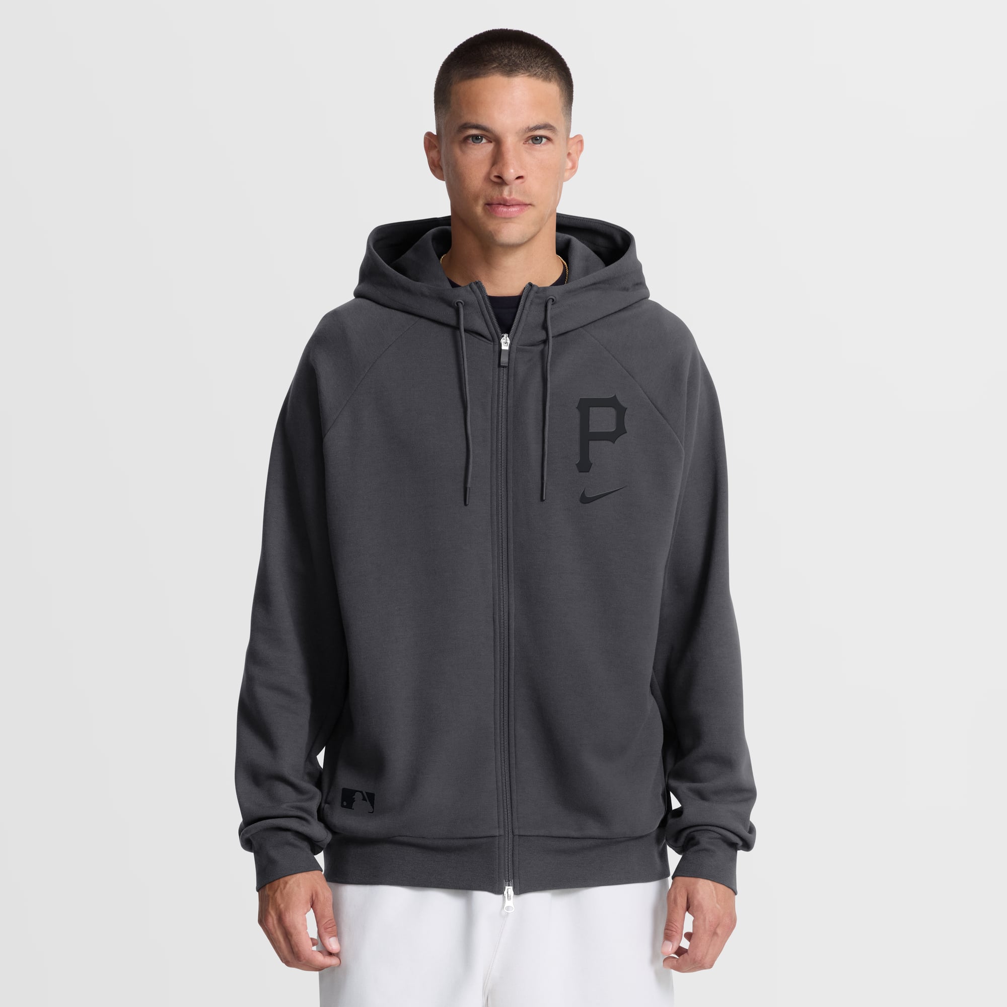 Men's Nike Anthracite Pittsburgh Pirates Authentic Collection Player Raglan Dri-FIT Full-Zip Hoodie