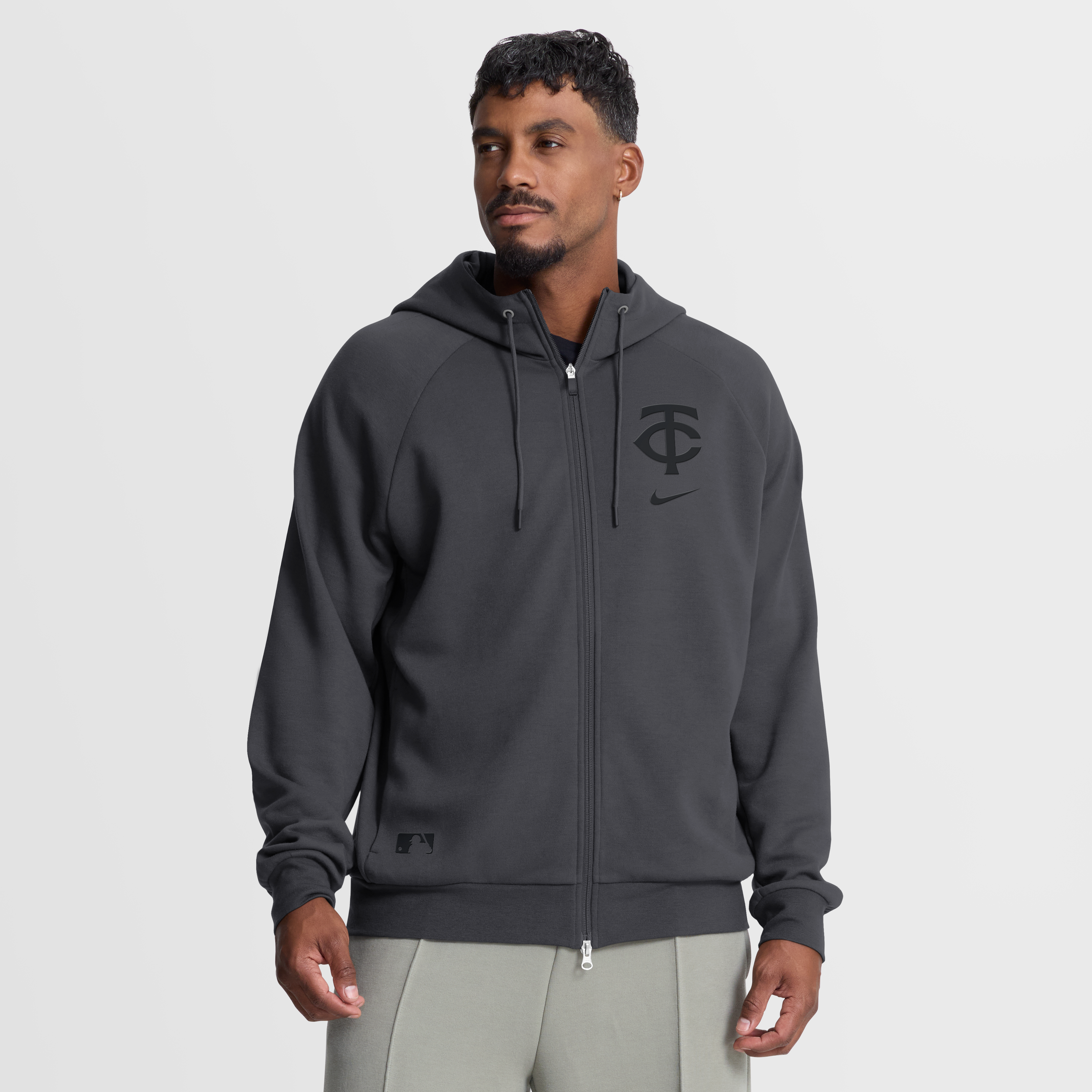 Men's Nike Anthracite Minnesota Twins Authentic Collection Player Raglan Dri-FIT Full-Zip Hoodie