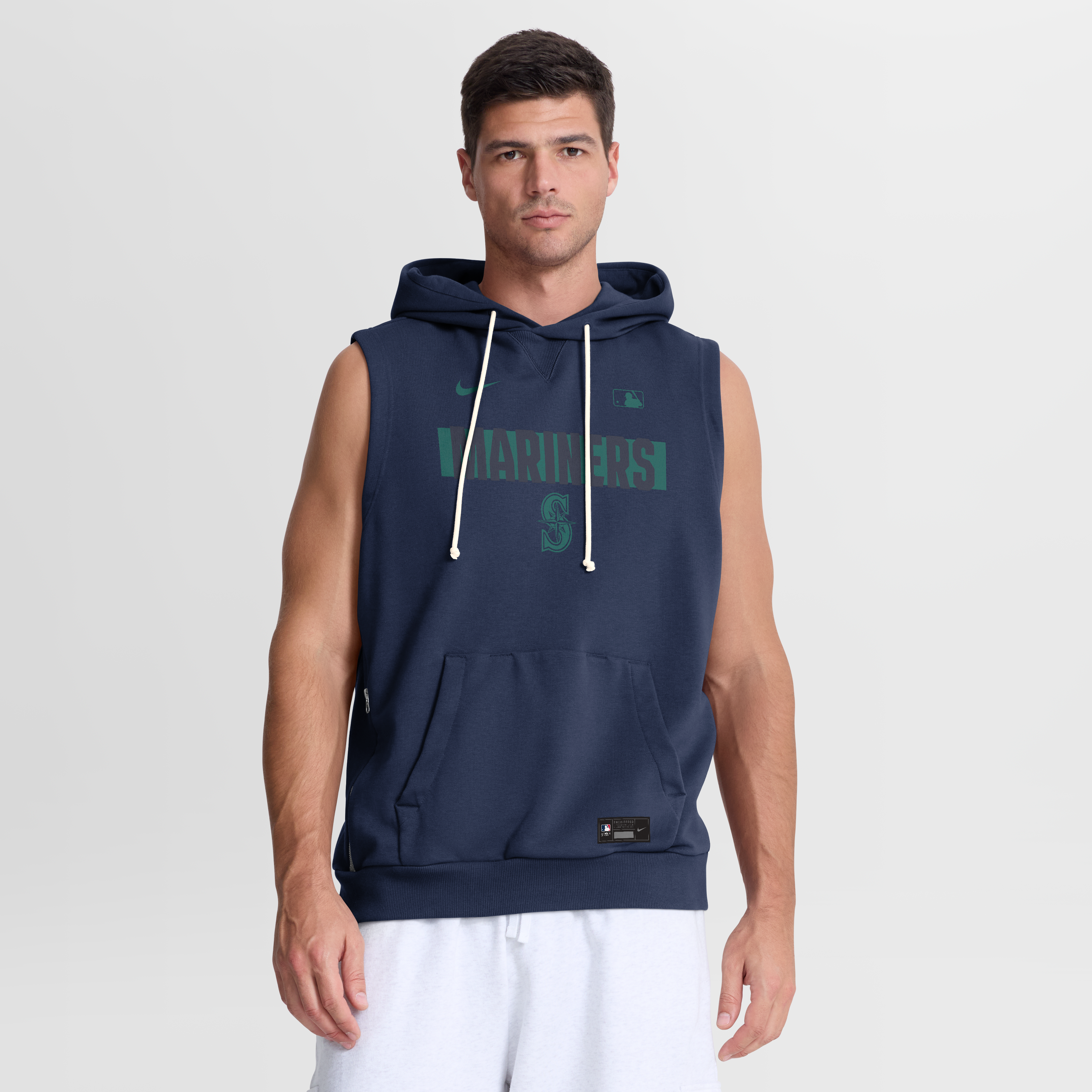 Men's Nike Navy Seattle Mariners Authentic Collection Standard Issue Dri-FIT Sleeveless Hoodie
