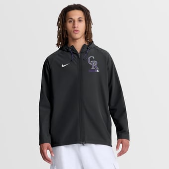 Men's Nike Black Colorado Rockies Authentic Collection Raglan Therma-FIT Full-Zip Hooded Jacket