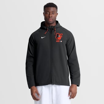 Men's Nike Black Baltimore Orioles Authentic Collection Raglan Therma-FIT Full-Zip Hooded Jacket