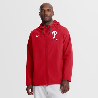 Men's Nike Red Philadelphia Phillies Authentic Collection Raglan Therma-FIT Full-Zip Hooded Jacket