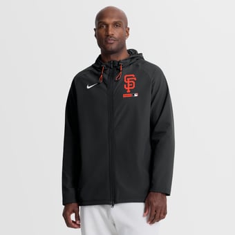 Men's Nike Black San Francisco Giants Authentic Collection Raglan Therma-FIT Full-Zip Hooded Jacket