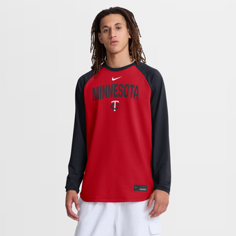 Men's Nike Red Minnesota Twins Authentic Collection Raglan Dri-FIT Sweatshirt