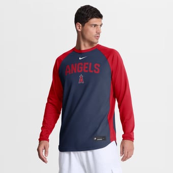 Men's Nike Navy Los Angeles Angels Authentic Collection Raglan Dri-FIT Sweatshirt