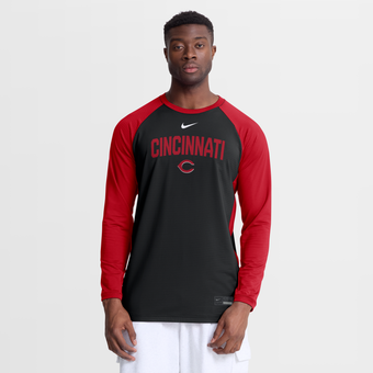 Men's Nike Black Cincinnati Reds Authentic Collection Raglan Dri-FIT Sweatshirt