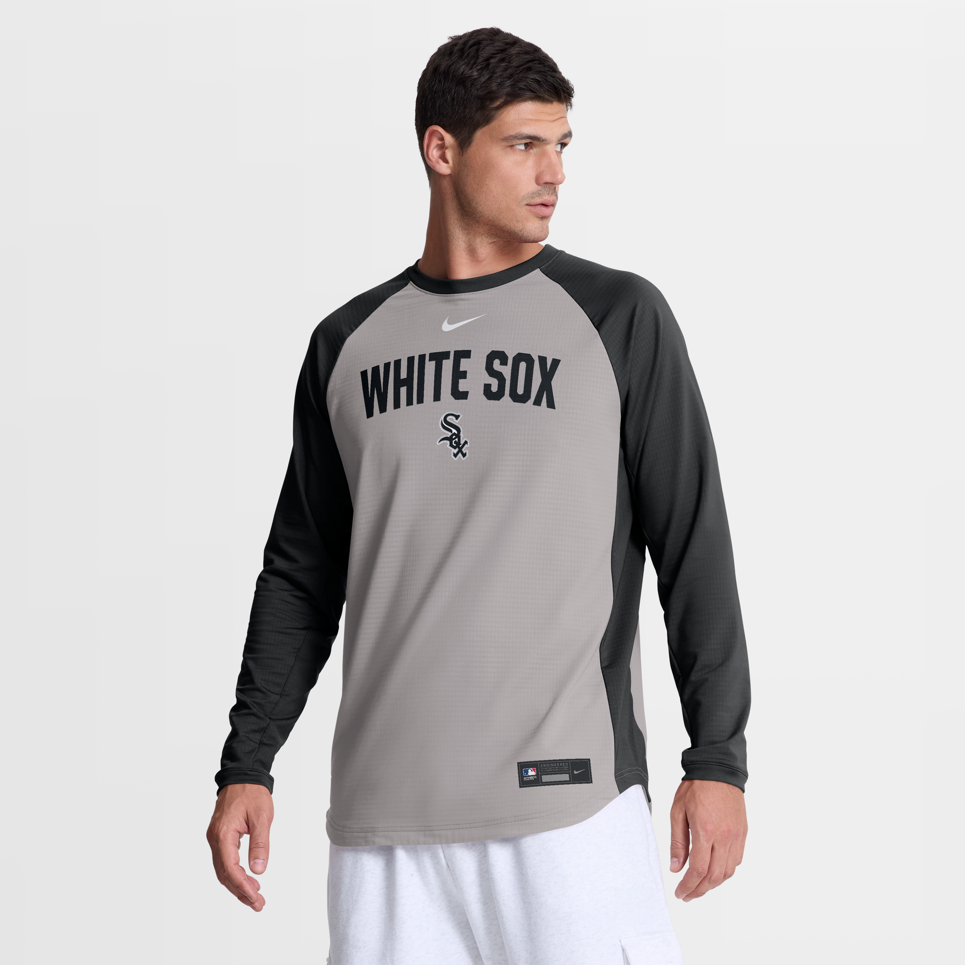 Men's Nike Gray Chicago White Sox Authentic Collection Raglan Dri-FIT Sweatshirt
