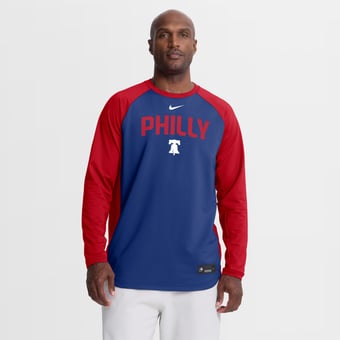Men's Nike Royal Philadelphia Phillies Authentic Collection Raglan Dri-FIT Sweatshirt