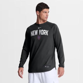 Men's Nike Black New York Mets Authentic Collection Raglan Dri-FIT Sweatshirt