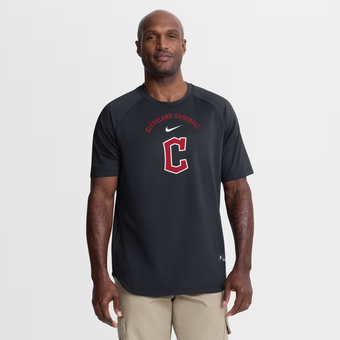 Men's Nike Navy Cleveland Guardians Authentic Collection Batting Practice Pre-Game Raglan Dri-FIT Top