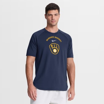Men's Nike Navy Milwaukee Brewers Authentic Collection Batting Practice Pre-Game Raglan Dri-FIT Top