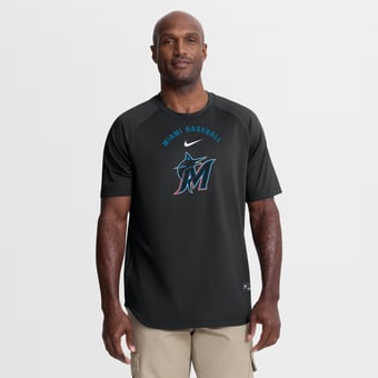 Men's Nike Black Miami Marlins Authentic Collection Batting Practice Pre-Game Raglan Dri-FIT Top