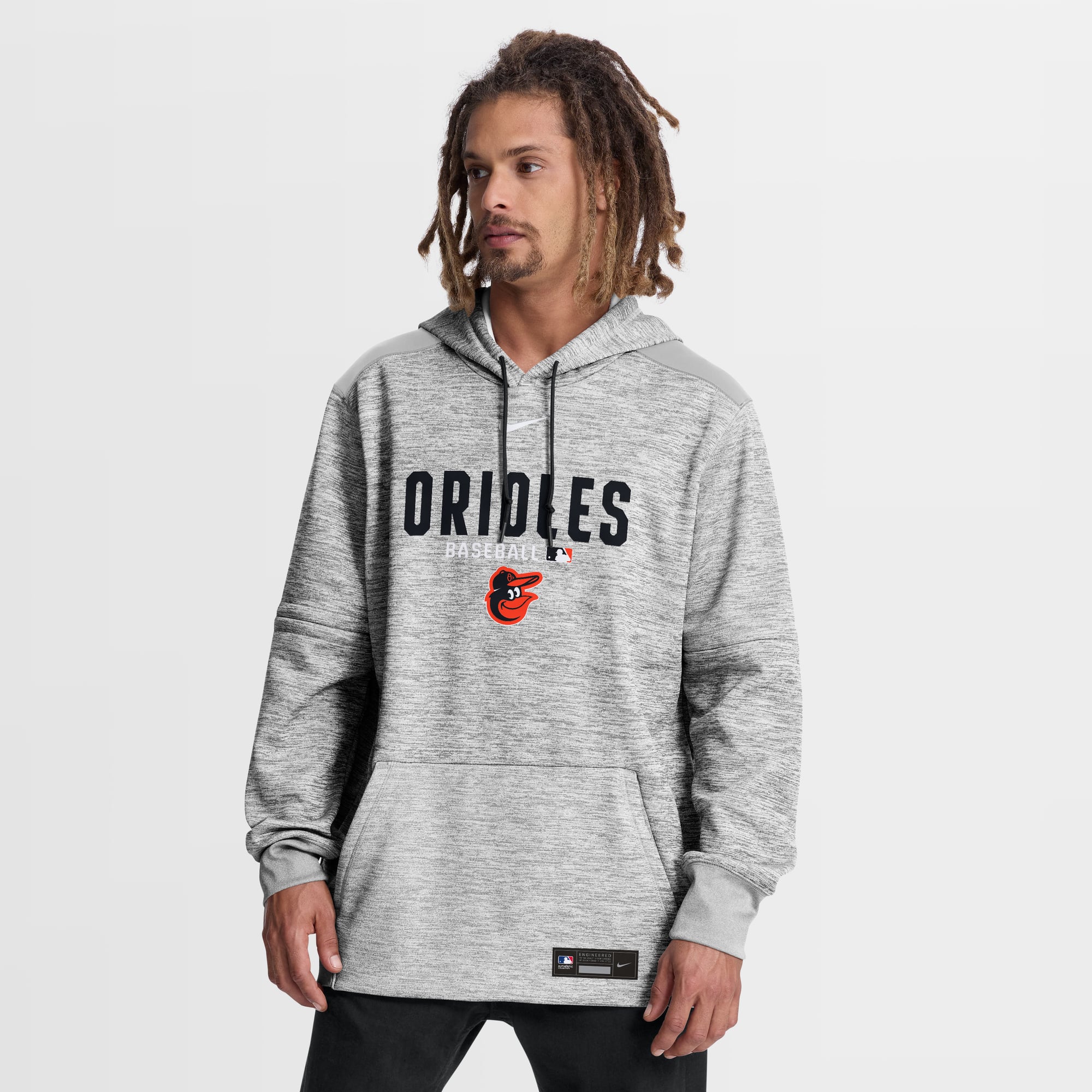 Men's Nike Heather Charcoal Baltimore Orioles Authentic Collection Therma-FIT Hoodie