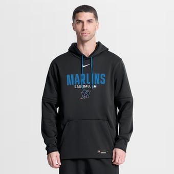 Men's Nike Black Miami Marlins Authentic Collection Therma-FIT Hoodie