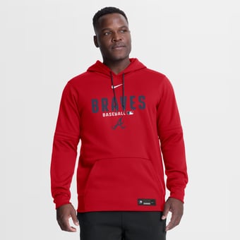 Men's Nike Red Atlanta Braves Authentic Collection Therma-FIT Hoodie