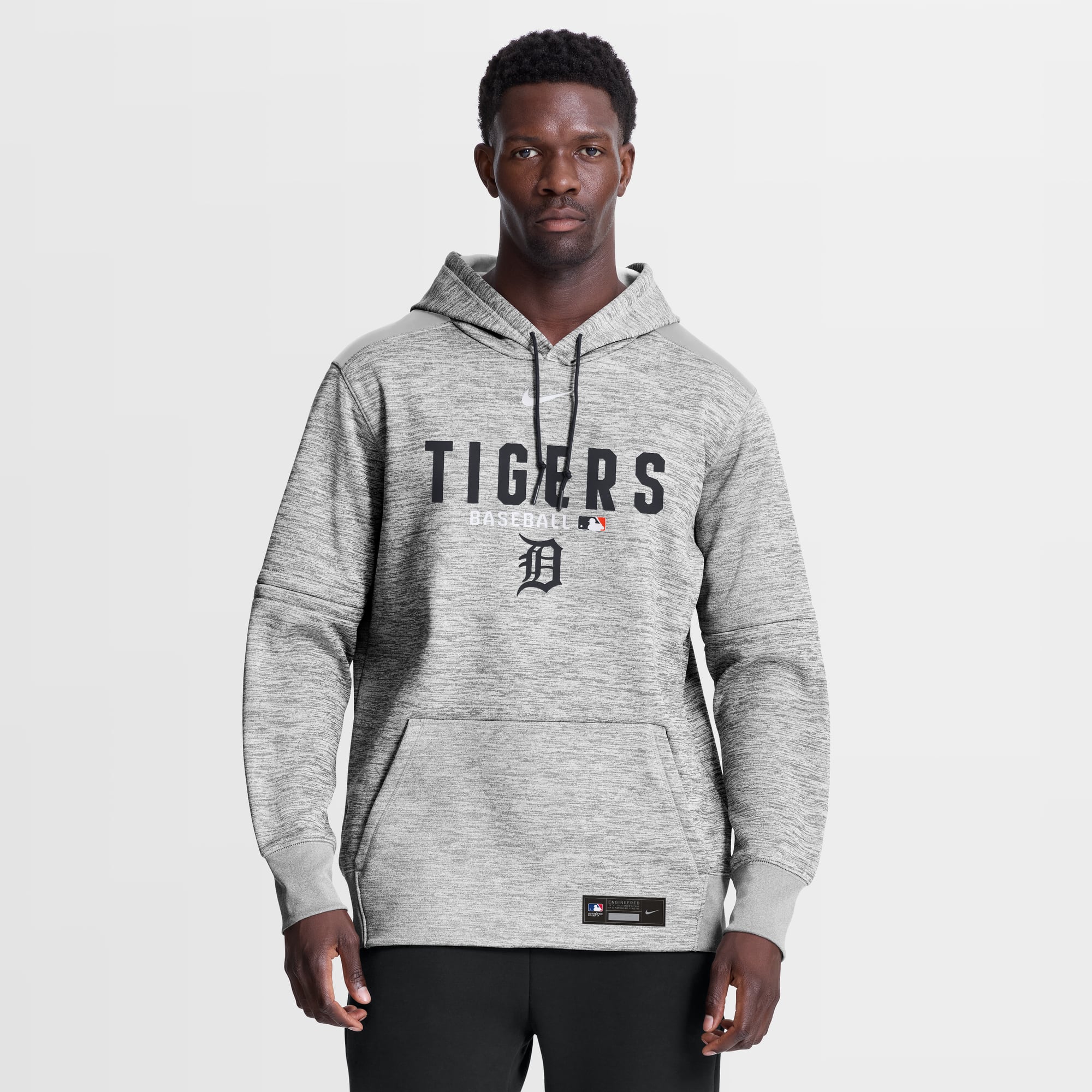 Men's Nike Heather Charcoal Detroit Tigers Authentic Collection Therma-FIT Hoodie