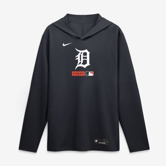 Men's Nike Navy Detroit Tigers Authentic Collection Dri-FIT Long Sleeve Hooded T-Shirt