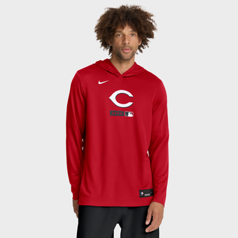 Men's Nike Red Cincinnati Reds Authentic Collection Dri-FIT Long Sleeve Hooded T-Shirt