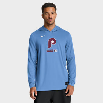 Men's Nike Light Blue Philadelphia Phillies Authentic Collection Dri-FIT Long Sleeve Hooded T-Shirt