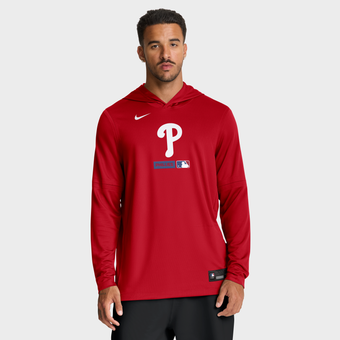 Men's Nike Red Philadelphia Phillies Authentic Collection Dri-FIT Long Sleeve Hooded T-Shirt