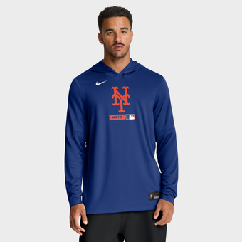 Men's Nike Royal New York Mets Authentic Collection Dri-FIT Long Sleeve Hooded T-Shirt