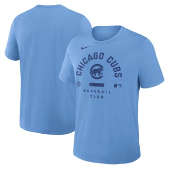 Men's Nike Light Blue Chicago Cubs Authentic Collection Early Work Tri-Blend Dri-FIT T-Shirt