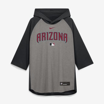 Men's Nike Gray Arizona Diamondbacks Authentic Collection Flux Dri-FIT Raglan 3/4-Sleeve Hooded T-Shirt