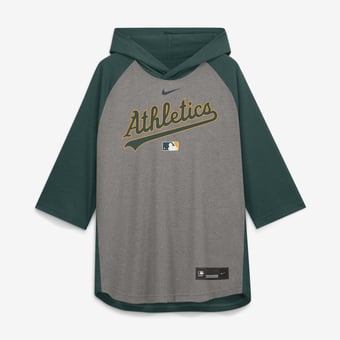 Men's Nike Gray Athletics Authentic Collection Flux Dri-FIT Raglan 3/4-Sleeve Hooded T-Shirt