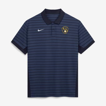 Men's Nike Navy Milwaukee Brewers Authentic Collection Striped Victory Dri-FIT Polo