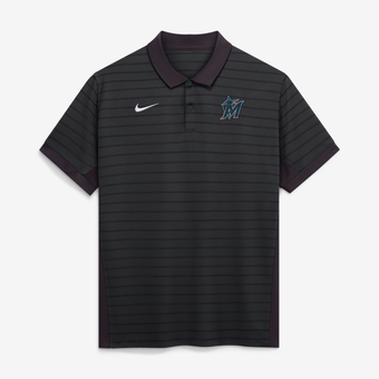 Men's Nike Black Miami Marlins Authentic Collection Striped Victory Dri-FIT Polo