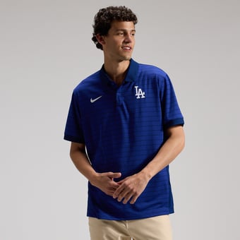 Men's Nike Royal Los Angeles Dodgers Authentic Collection Striped Victory Dri-FIT Polo