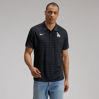 Men's Nike Black Los Angeles Dodgers Authentic Collection Striped Victory Dri-FIT Polo