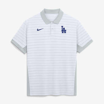 Men's Nike White Los Angeles Dodgers Authentic Collection Striped Victory Dri-FIT Polo