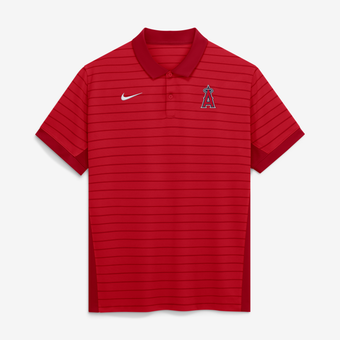 Men's Nike Red Los Angeles Angels Authentic Collection Striped Victory Dri-FIT Polo