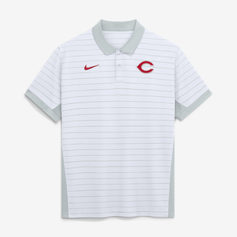 Men's Nike White Cincinnati Reds Authentic Collection Striped Victory Dri-FIT Polo