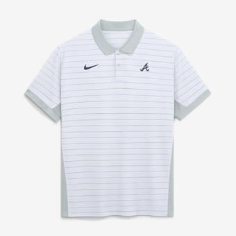 Men's Nike White Atlanta Braves Authentic Collection Striped Victory Dri-FIT Polo