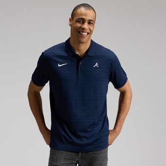 Men's Nike Blue Atlanta Braves Authentic Collection Striped Victory Dri-FIT Polo