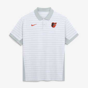 Men's Nike White Baltimore Orioles Authentic Collection Striped Victory Dri-FIT Polo