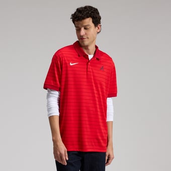Men's Nike Red Atlanta Braves Authentic Collection Striped Victory Dri-FIT Polo