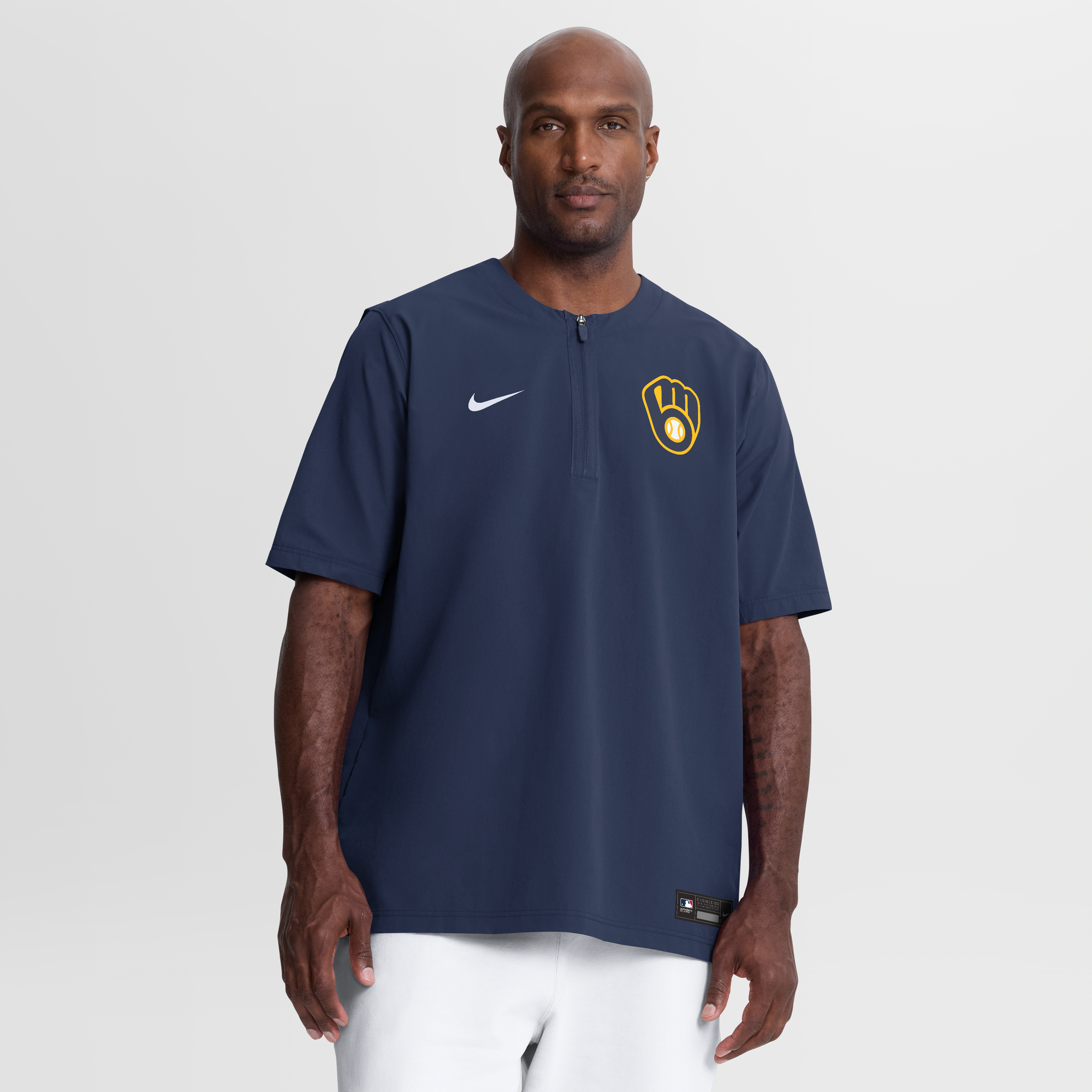 Men's Nike Navy Milwaukee Brewers Authentic Collection Dri-FIT Quarter-Zip Windshirt