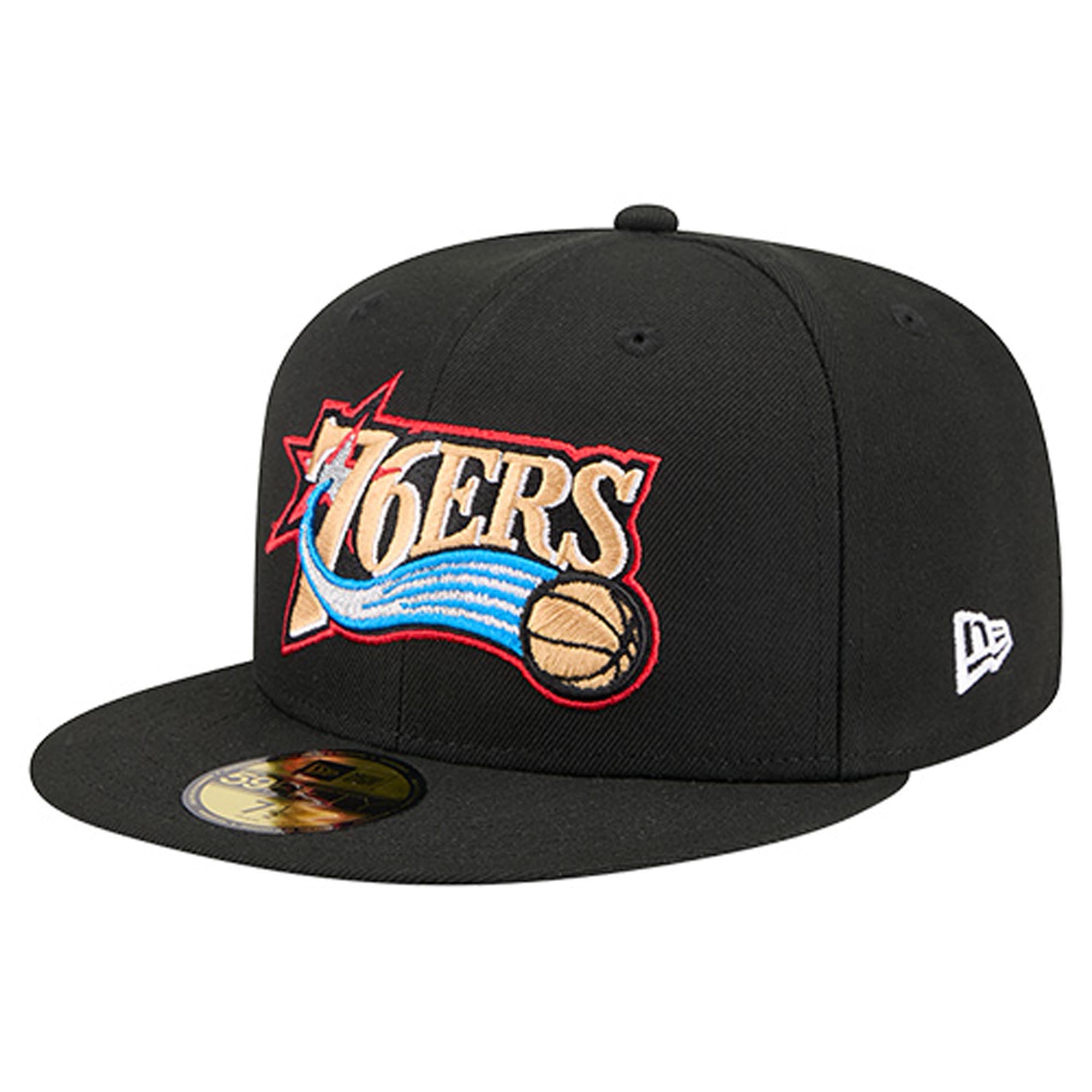 Men's New Era  Black Philadelphia 76ers Core Logo 59FIFTY Fitted Hat