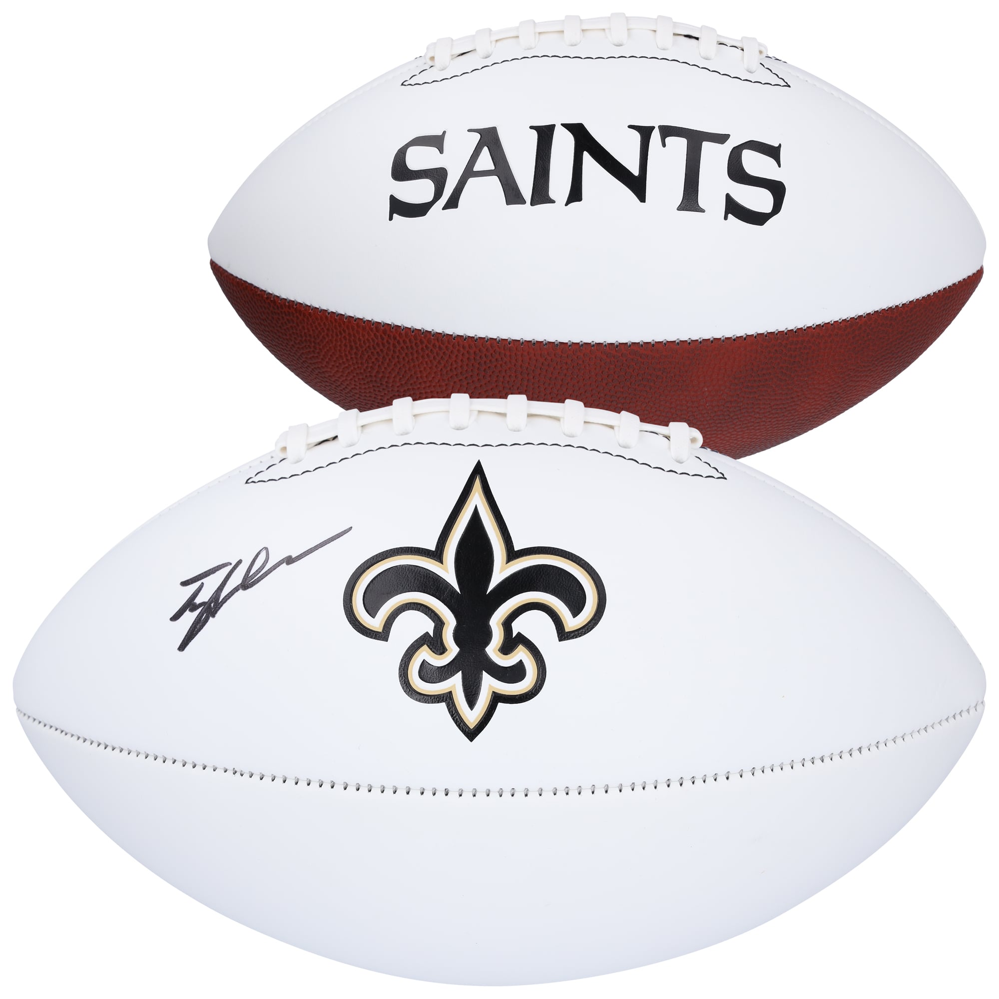 Tyler Shough New Orleans Saints Autographed Franklin White Panel Football