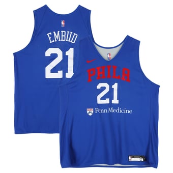 Joel Embiid Philadelphia 76ers Practice-Used #21 Royal/Gray Reversible Jersey from the 2024-25 NBA Season - Size 2XLT