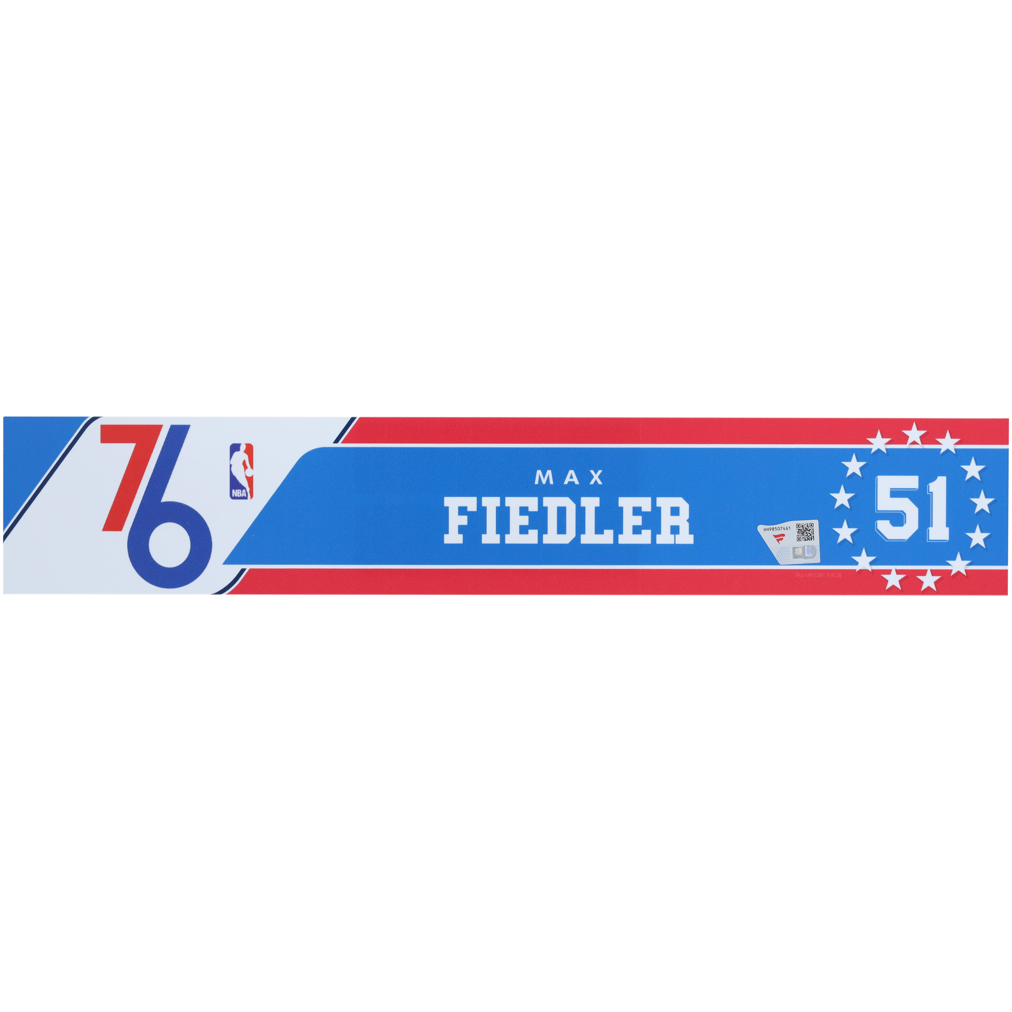 Max Fiedler Philadelphia 76ers Player-Issued Royal Nameplate from the 2024-25 NBA Season