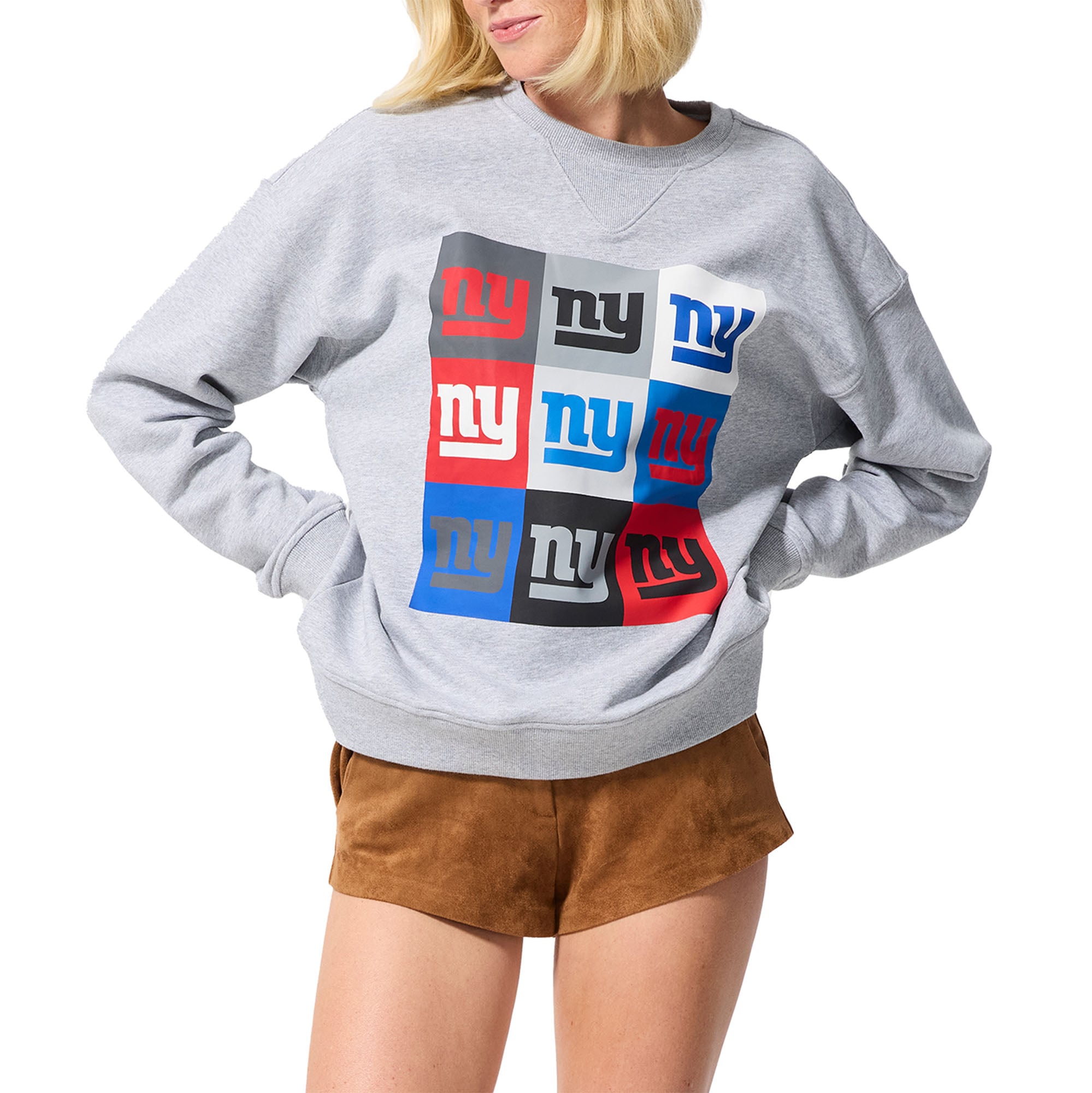 Women’s Terez Gray New York Giants Technicolor Oversized Sweatshirt Women’s Terez Gray New York Giants Technicolor Oversized Sweatshirt