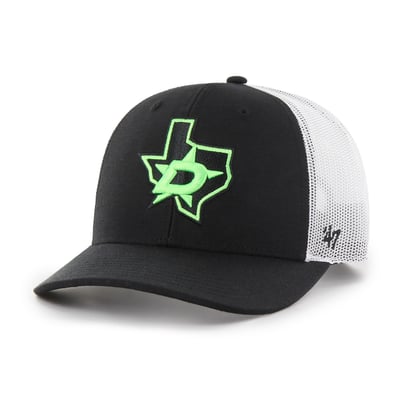Men's '47 Black/White Dallas Stars Logo Trucker Adjustable Hat