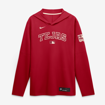 Men's Nike Red Texas Rangers 2026 City Connect Dri-FIT Long Sleeve Hooded T-Shirt