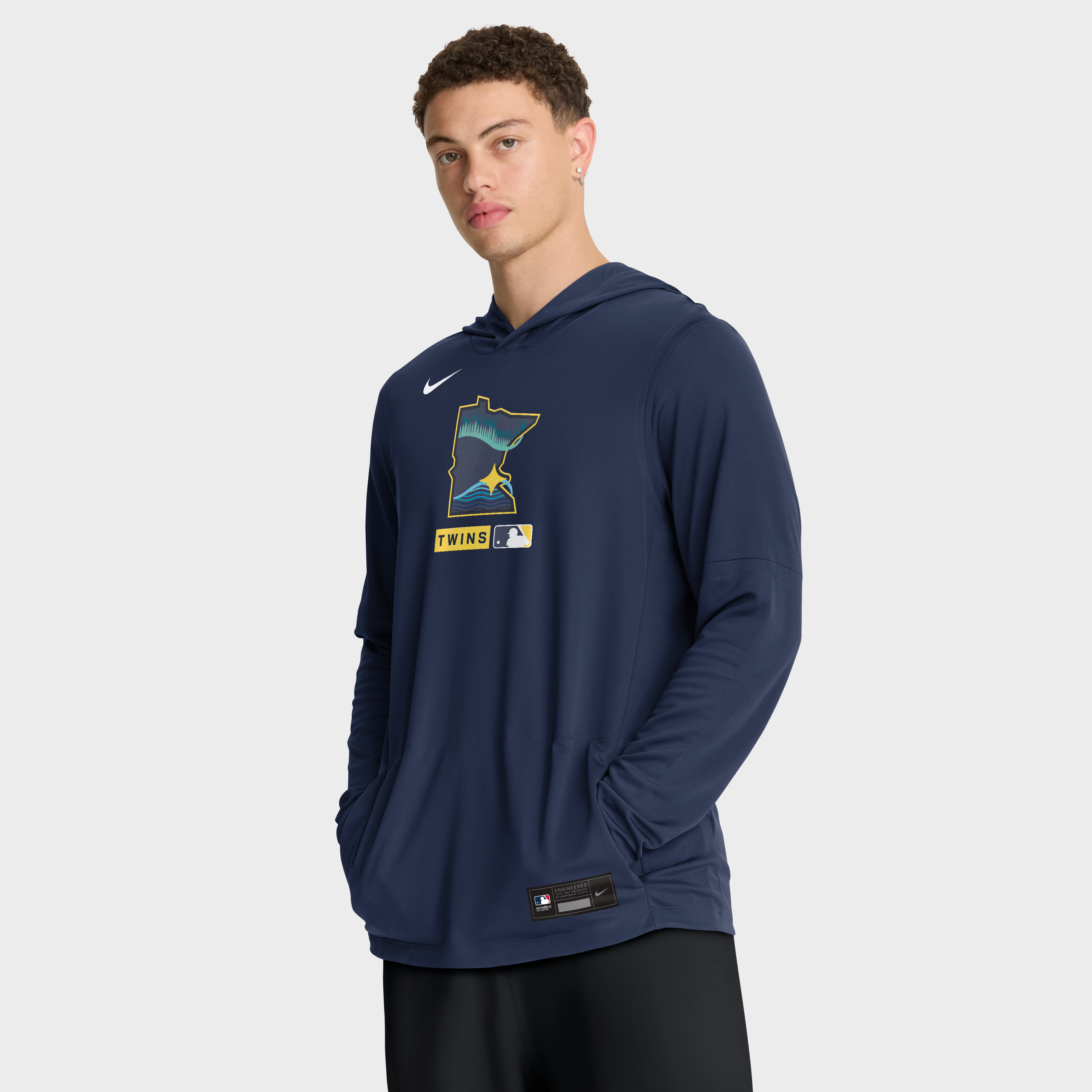 Men's Nike Navy Minnesota Twins City Connect Dri-FIT Long Sleeve Hooded T-Shirt