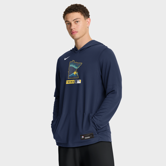 Men's Nike Navy Minnesota Twins City Connect Dri-FIT Long Sleeve Hooded T-Shirt